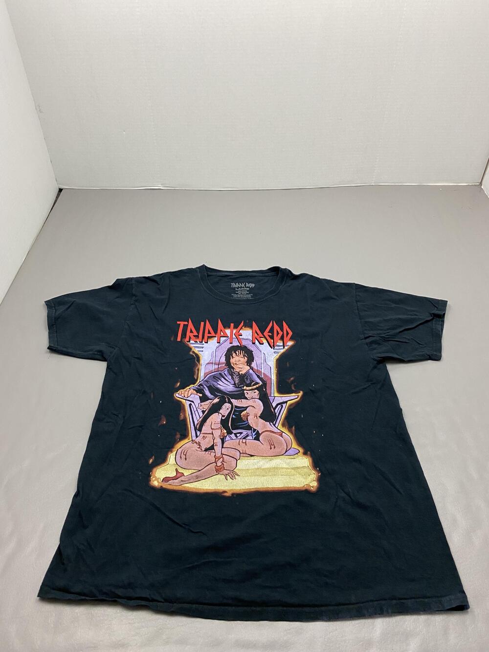 Trippie Redd Shirt Mens L Black Throne Graphic Crew Neck Cotton Tagless